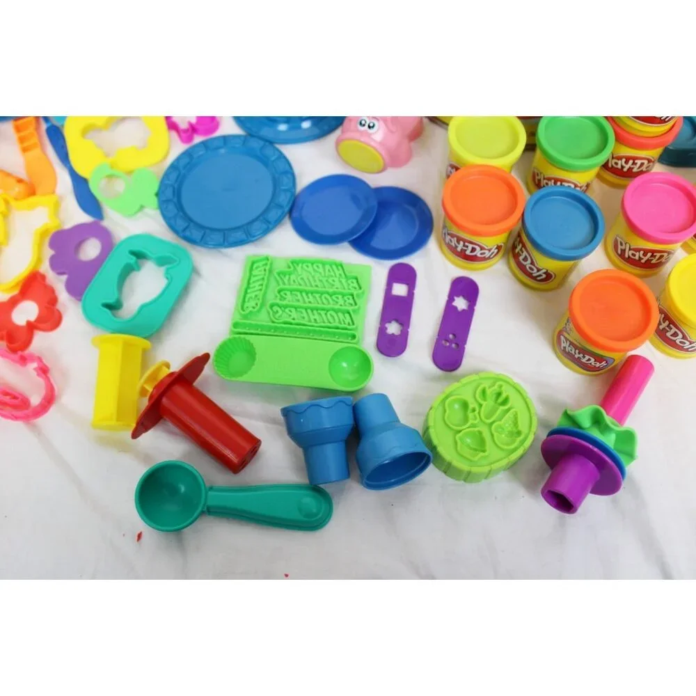 Large Play-Doh Canister 50+ Pcs Crayola Dough Doodler Cutters Molds cans